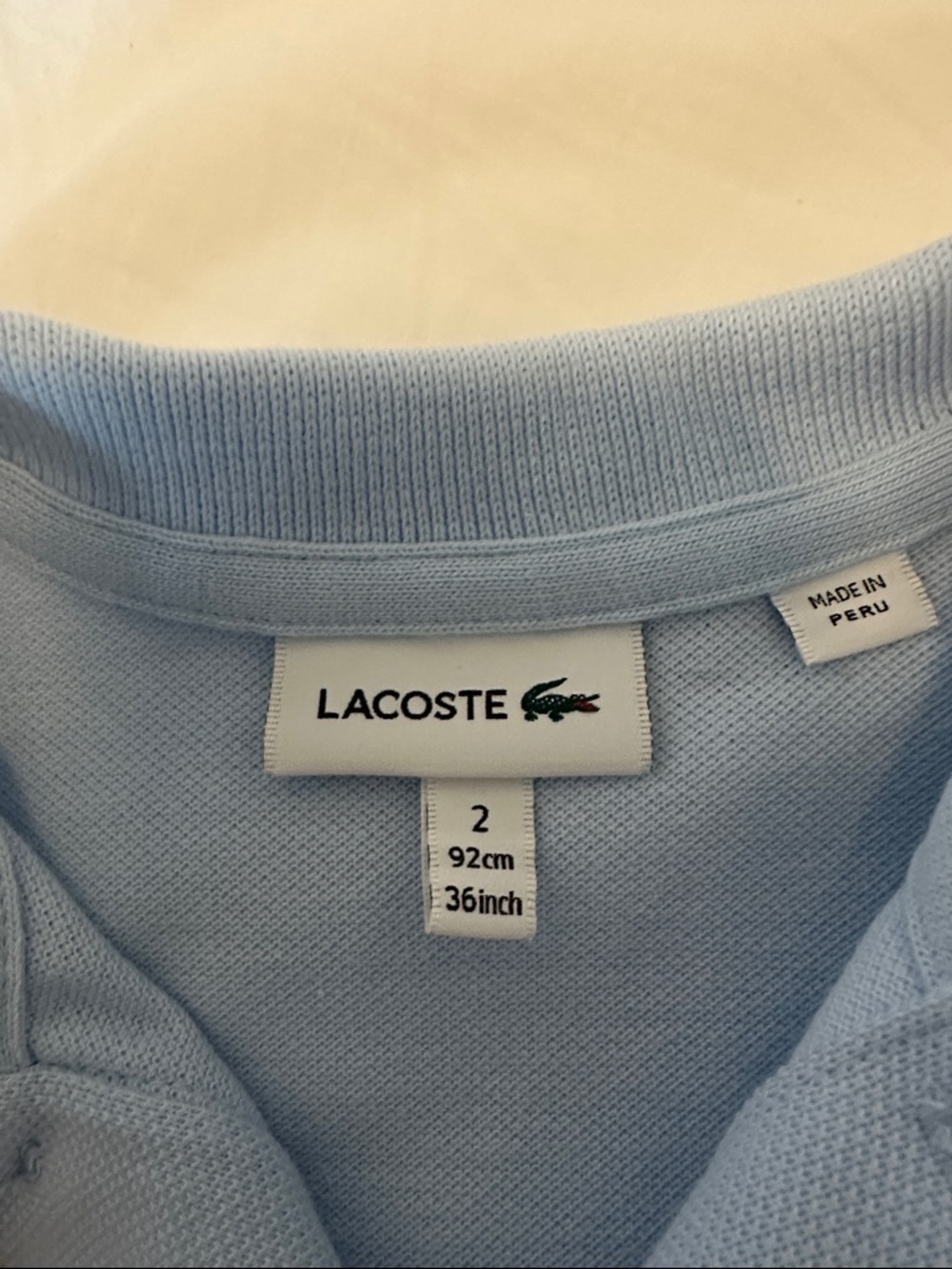 Lacoste Kids Light Blue Pique Polo Shirt size 2T - Picture 2 of 2